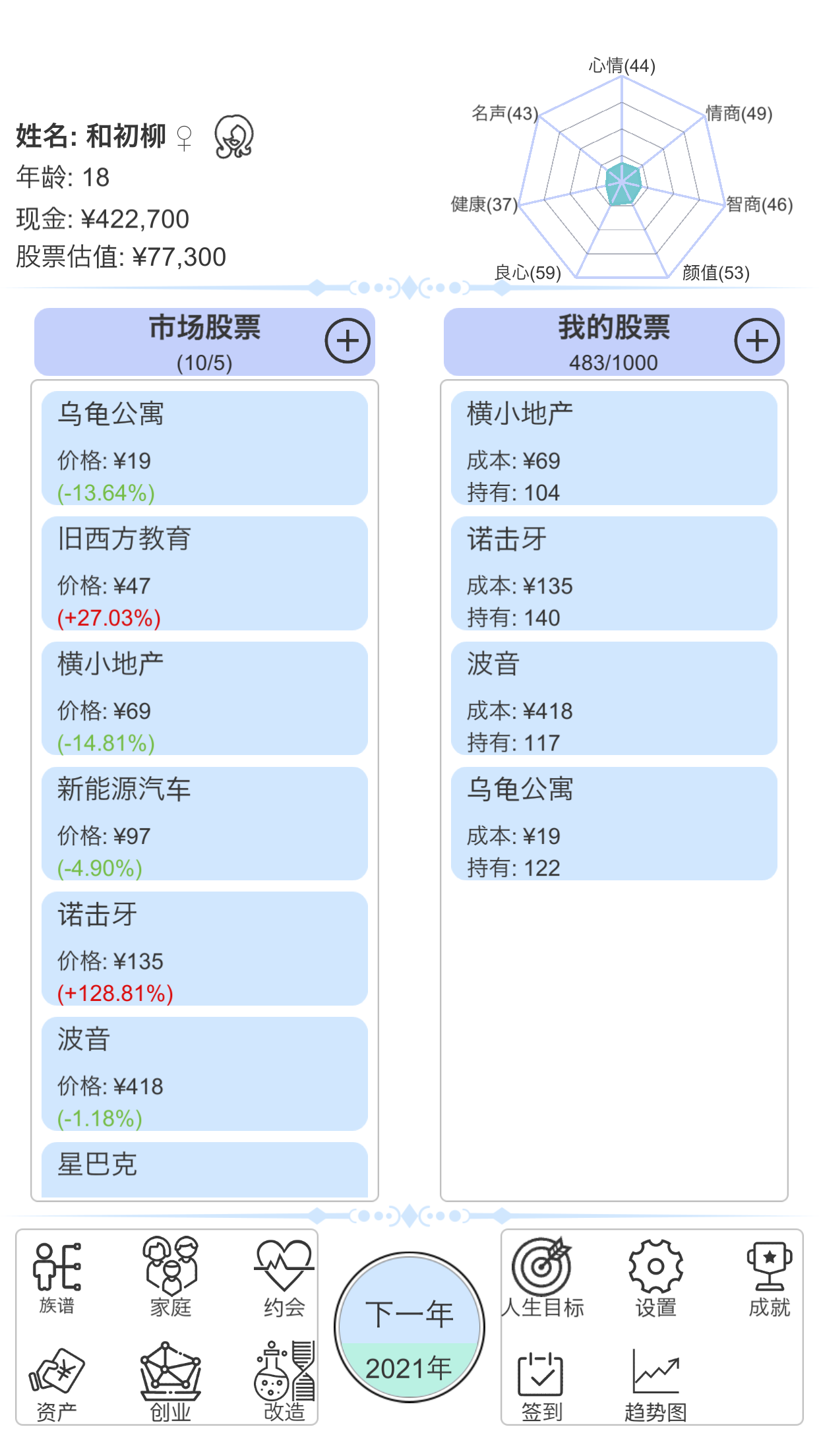 模拟炒股人生