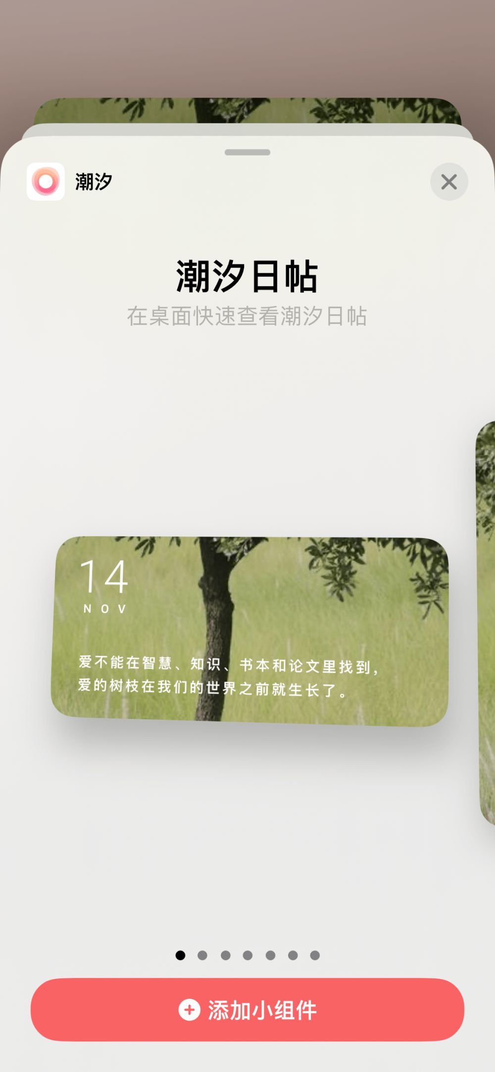 潮汐怎么添加桌面小组件